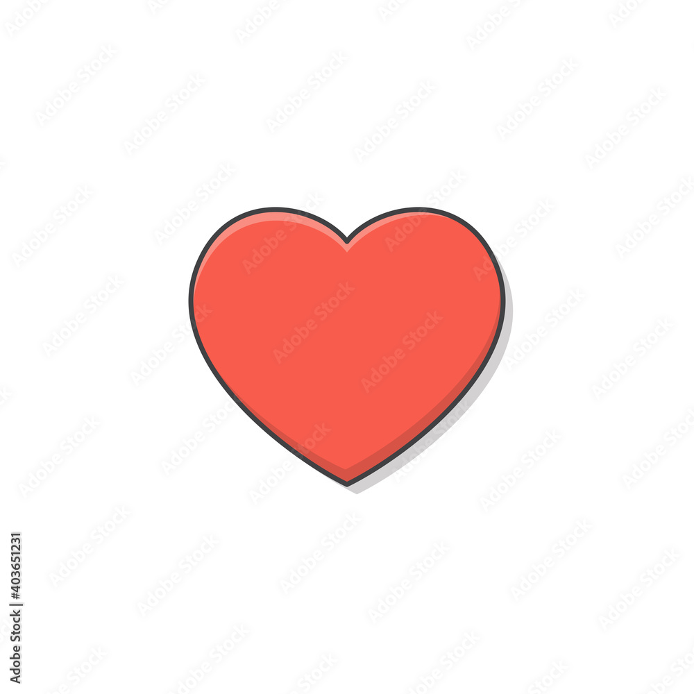 Love Heart Vector Icon Illustration. Red Heart Flat Icon