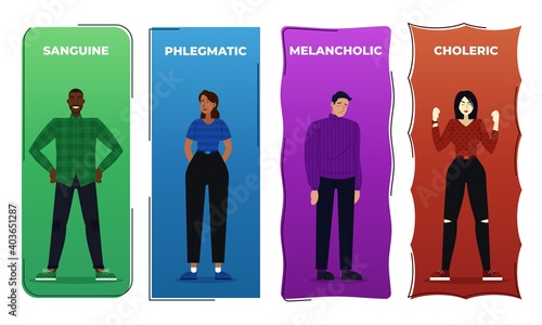 Vector illustration the four human temperaments, and phlegmatic photo