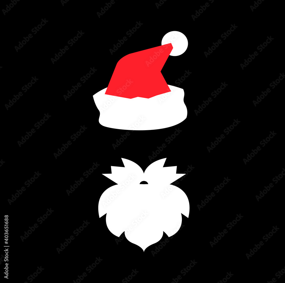 Santa Claus Hat And Beard in abstract background with merry christmas - vector illustration Santa Claus Hat And Beard in abstract background with merry christmas - vector illustration