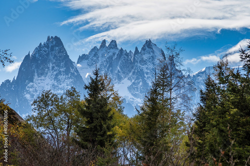 The high mountains of Haute Savoie in autumn. French Alps near Vallorcine, Chamonix-Mont-Blanc, France.