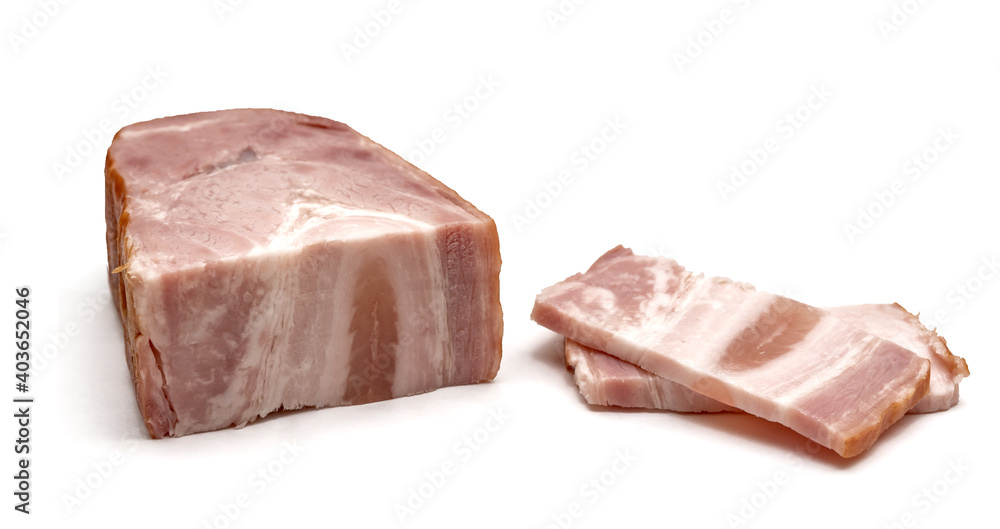 cooked smoked brisket with a layer of bacon, cut into pieces. cooked smoked brisket with a layer of bacon, cut into pieces.