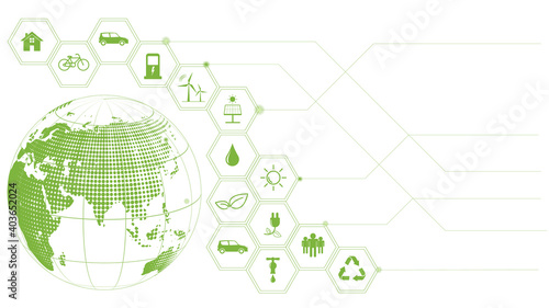 Green Business template and background for Global Sustainability concept, Vector illustration