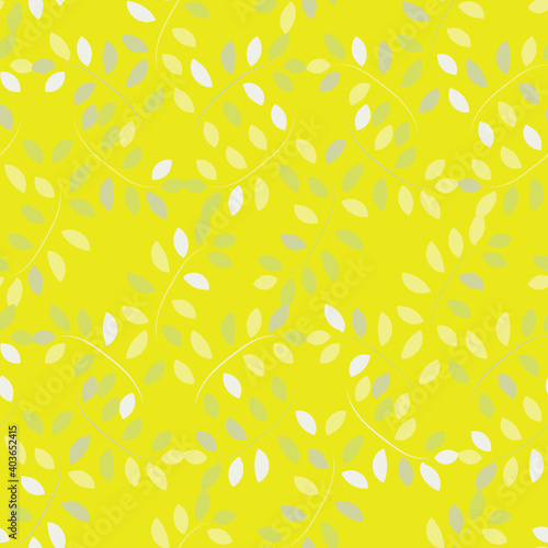 Yellow leaves seamless vector pattern. Botanical surface print design for fabrics, stationery, scrapbook paper, gift wrap, textiles, backgrounds, and packaging.