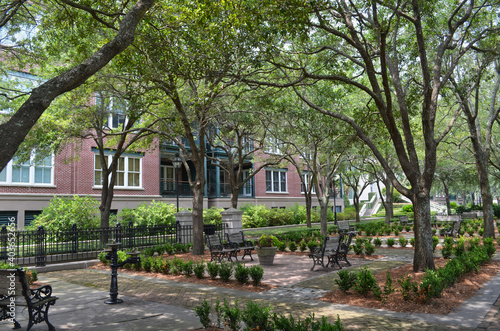 Formal City Garden and Brick Patio in Charleston South Carolina