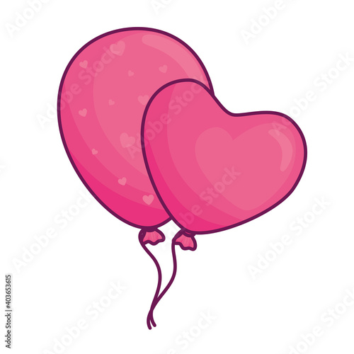 Hearts balloons design of love passion and romantic theme Vector illustration