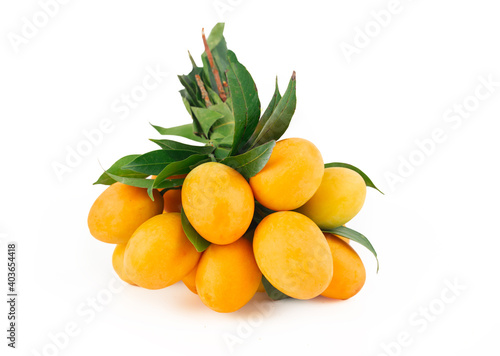 Bild auf Leinwand Bunch of Marian Plum or Plum Mango on a white background