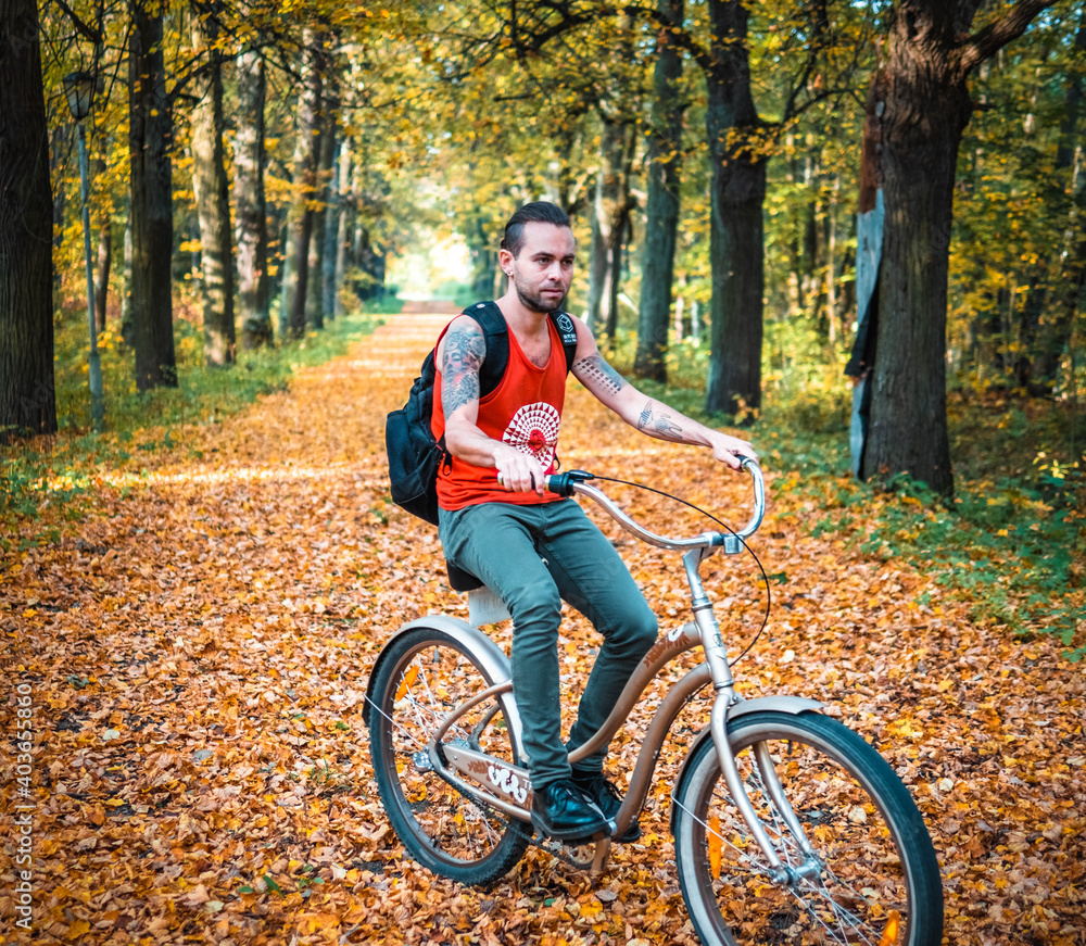 Fototapeta premium person riding a bicycle