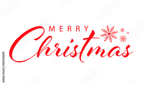 Merry christmas hand lettering calligraphy isolated red text on white background. Vector holiday illustration element. Merry Christmas card