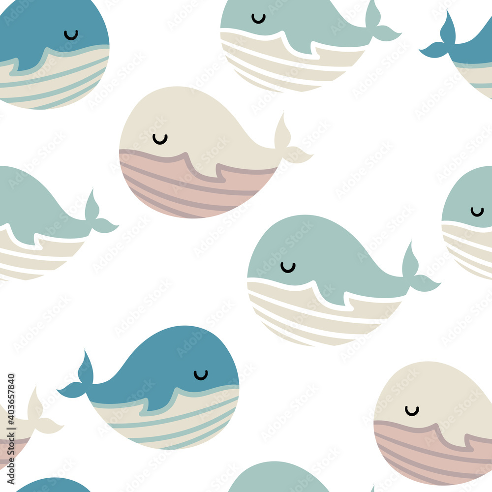 Obraz premium Seamless pattern with cute whales