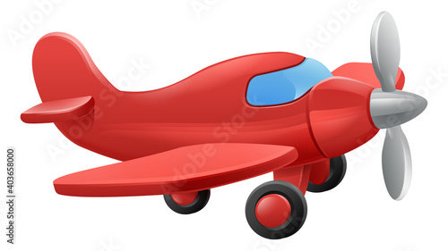 Airplane cartoon. An illustration of a cute red small or toy aeroplane