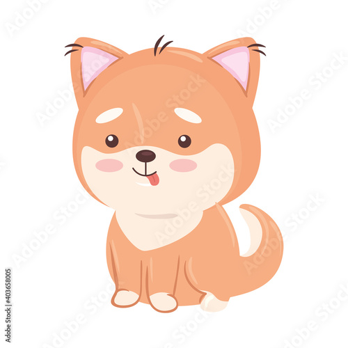 Kawaii dog animal cartoon design, Cute character and nature theme Vector illustration