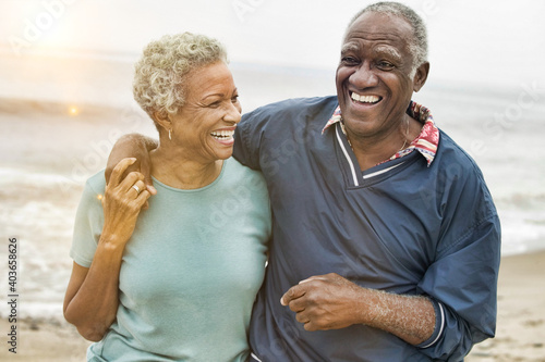 Happy Senior African American Couple on the Beach photo
