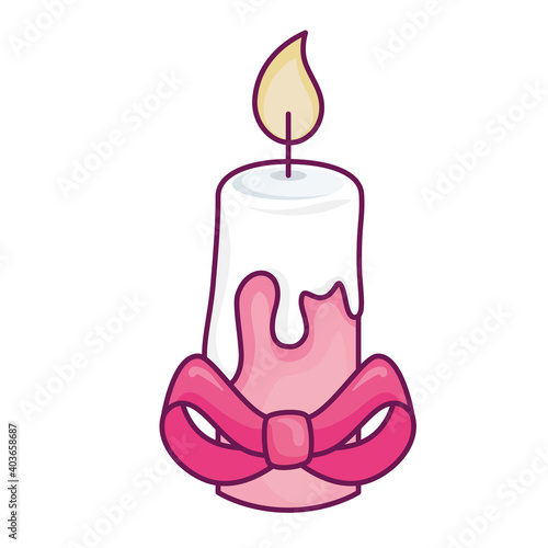 pink candie with bowtie design, Fire flame candlelight light spirituality burn and decoration theme Vector illustration