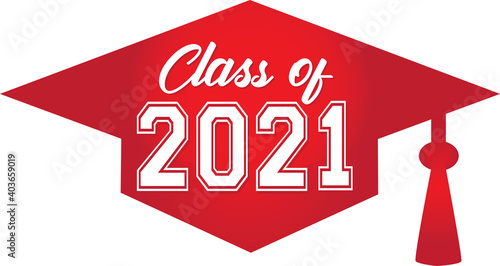 Red Class of 2021 Graduation Cap