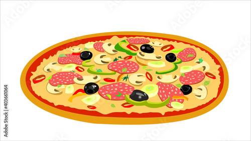 Pizza isolated on white background, illustration vector.
