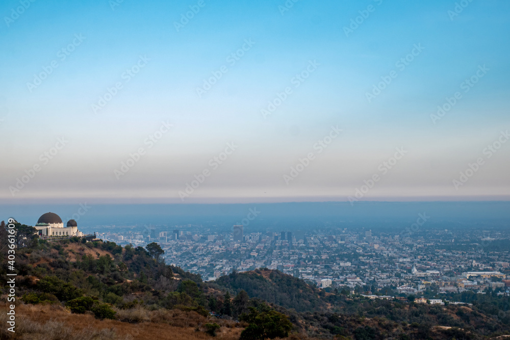 Panoramic view of Griffith Observatory and Los Angeles City