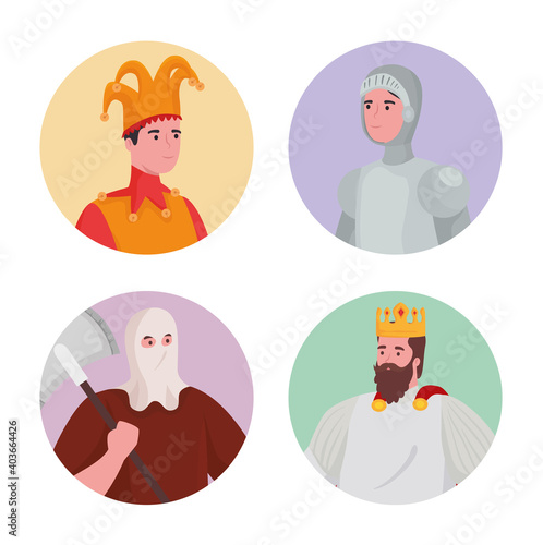Fairytale people cartoons symbol collection design, Fantasy magic and medieval theme Vector illustration