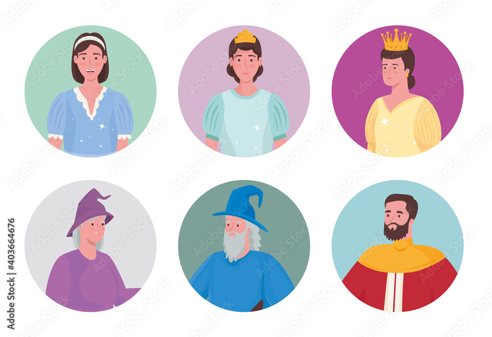 Fairytale people cartoons icon collection design, Fantasy magic and medieval theme Vector illustration Fairytale people cartoons icon collection design, Fantasy magic and medieval theme Vector illustration