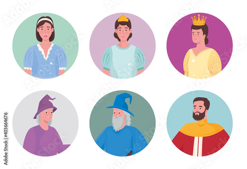 Fairytale people cartoons icon collection design, Fantasy magic and medieval theme Vector illustration
