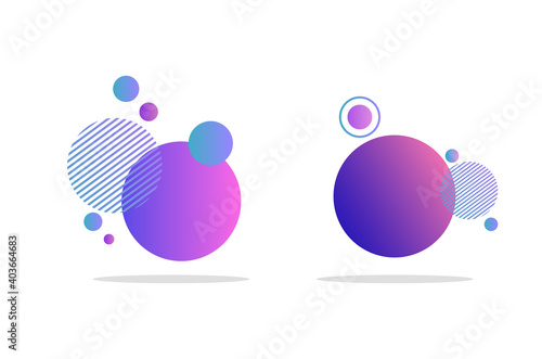 Set of abstract badges, icons or shapes in trendy purple colors