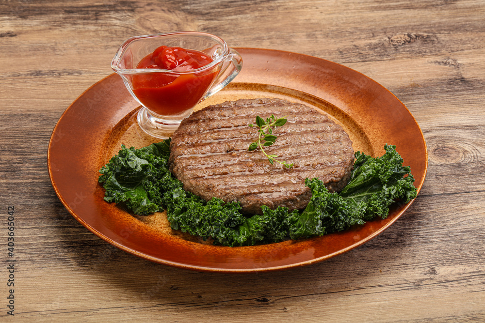 Grilled beef cutlet for burger Grilled beef cutlet for burger
