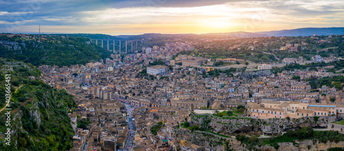 Aerial view of Modica  Sicily  Italy. Modica  Ragusa Province   view of the baroque town. Sicily  Italy. Ancient city Modica from above  Sicily  Italy