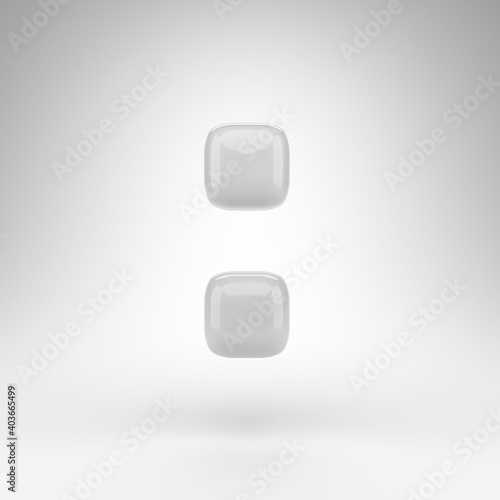Colon symbol on white background. White plastic 3D rendered sign with glossy surface. © Whitebarbie