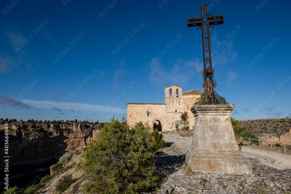 Romanesque hermitage of San Frutos, Las Hoces del Río Duratón Natural Park, Segovia province, Spain