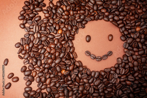 Smiley made from fair trade coffee beans.
