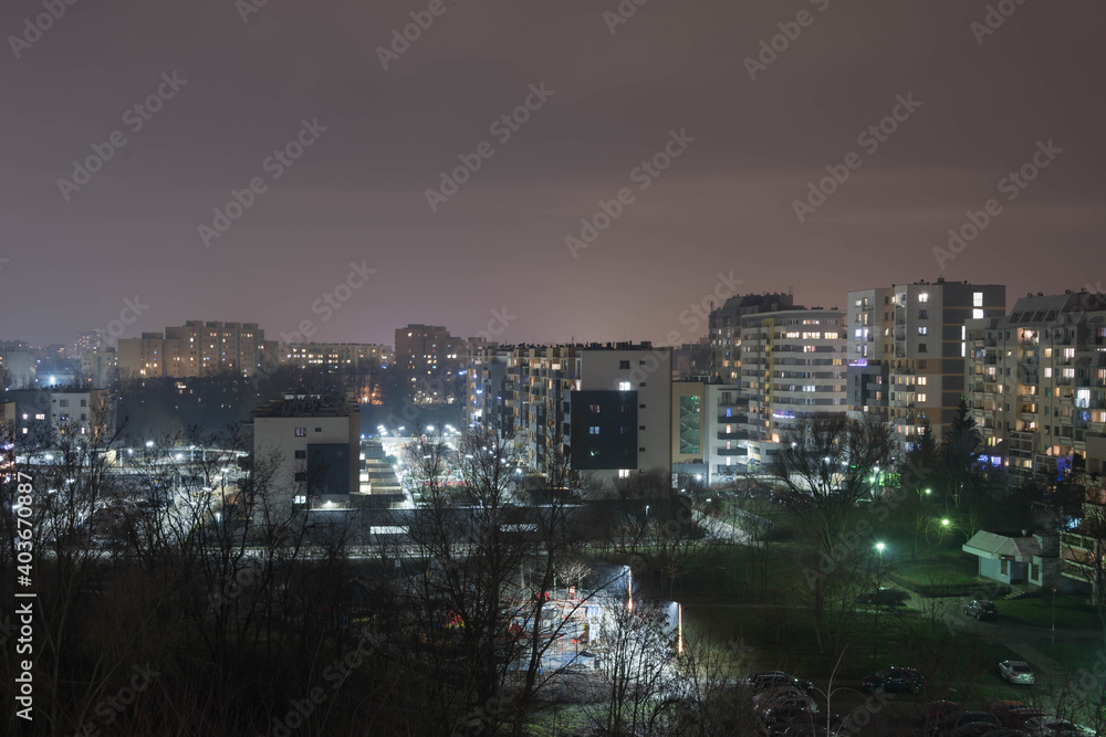 Nocna panorama Wrocławia.