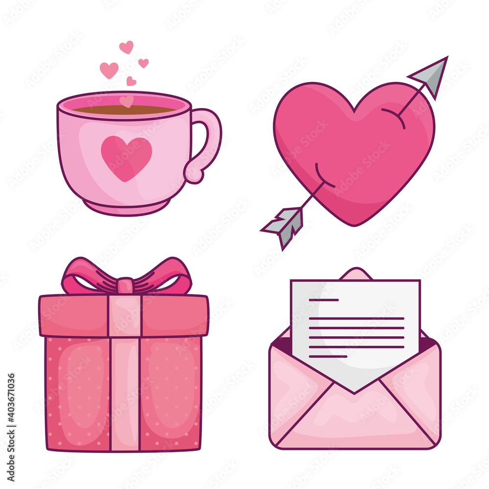 Love symbol set design of passion and romantic theme Vector illustration Love symbol set design of passion and romantic theme Vector illustration