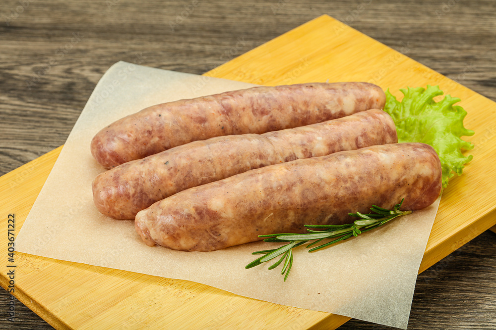 Raw pork meat sausages for grill Raw pork meat sausages for grill