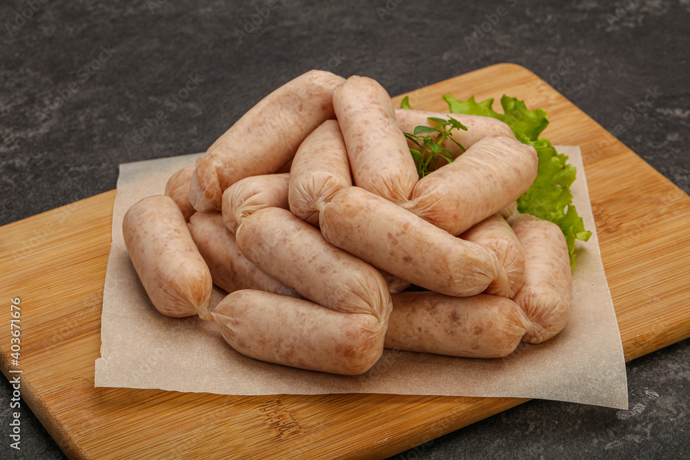 Raw natural chicken baby sausages Raw natural chicken baby sausages