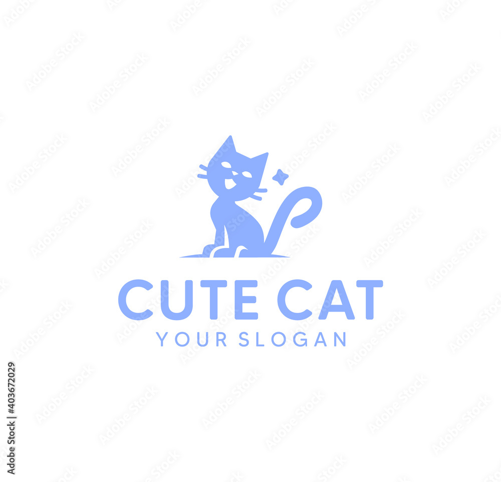 Cute Cat Logo template.Happy cat logo design. Cute Cat Logo template.Happy cat logo design.