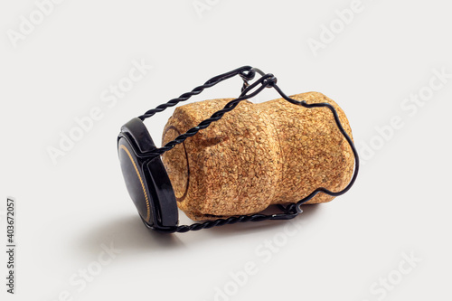 Used champagne cork, on a white background