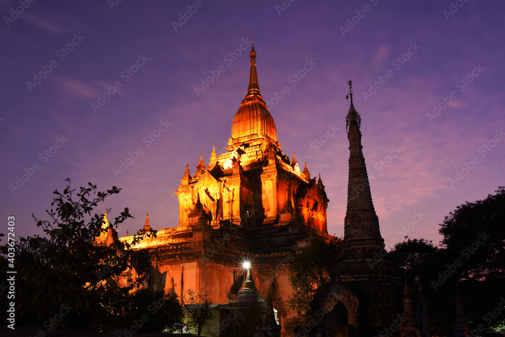Gawdawpalin Temple while sunset, the second tallest Buddhist temple in old Bagan, Mandalay region, Myanmar (Burma)