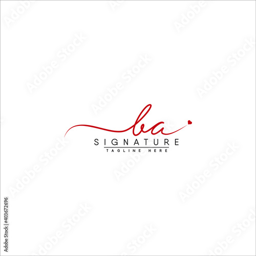 BA Signature Logo - Handwritten Vector Template for Initial Letter B and A photo