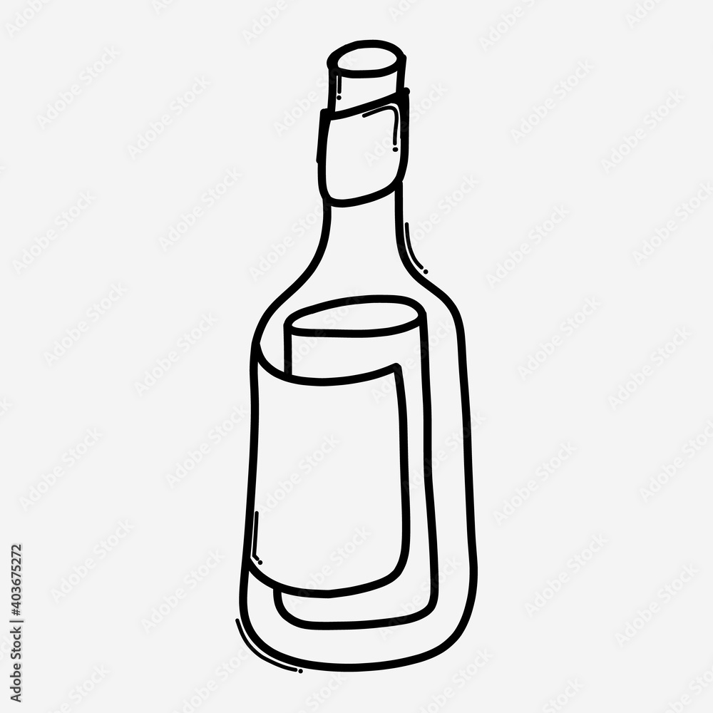 Wine bottle doodle vector icon. Drawing sketch illustration hand drawn line eps10 Wine bottle doodle vector icon. Drawing sketch illustration hand drawn line eps10