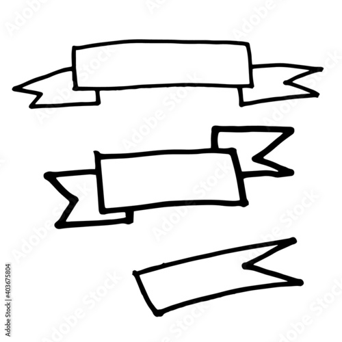 doodle ribbons icons. Hand drawn vector illustration. Sweet element for greeting cards, posters, stickers and seasonal design. Isolated on white background