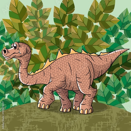 Cheerful, cute, winged dinosaur on a white background. Prehistoric reptile. Jurassic period. Vector illustration