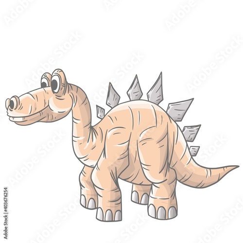 Cheerful, cute, winged dinosaur on a white background. Prehistoric reptile. Jurassic period. Vector illustration