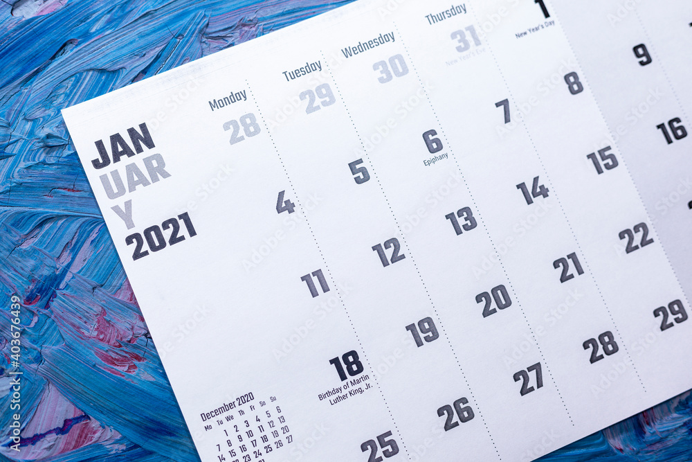 January 2021 calendar. New year 2021 monthly calendar from above January 2021 calendar. New year 2021 monthly calendar from above