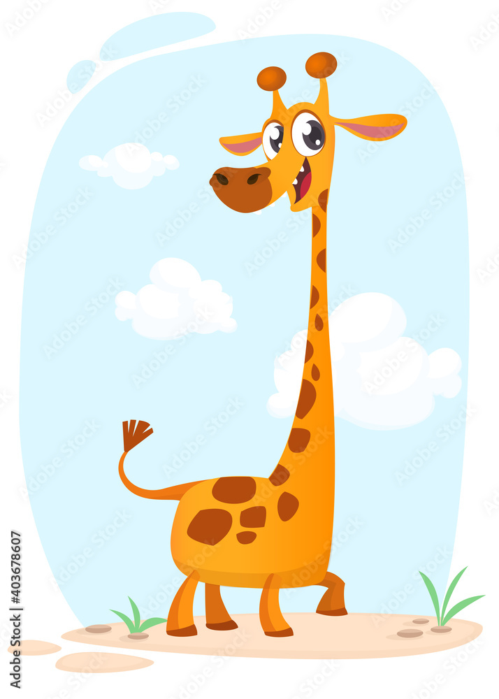 Naklejka premium Funny giraffe cartoon design. Vector illustration