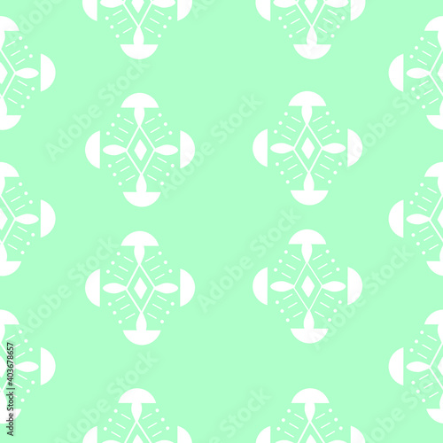 seamless pattern white and mint. The indian style . The creative design background texture wallpaper abstract for websites, textile and print different product