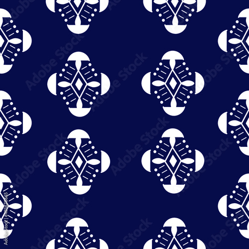 seamless pattern white and dark blue. The indian style . The creative design background texture wallpaper abstract for websites, textile and print different product