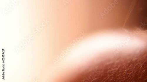 Macro. Close up Girl stroking herself on the shoulder