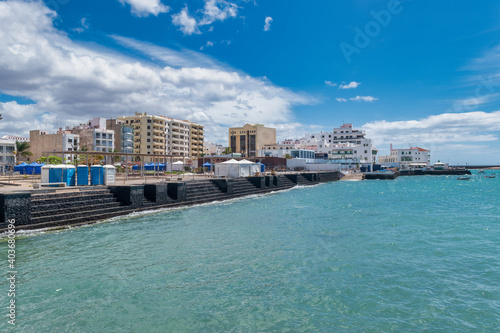 Lanzarote, Spain-January 22,2020: image of the sea and the city of Arrecife on the island of Lanzarote