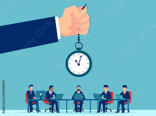 Vector of office workers working overtime being controlled by a supervisor photo