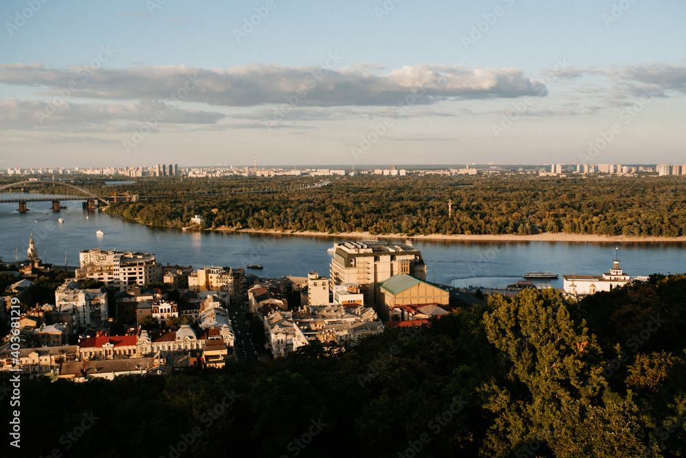 landscape of the city of kiev from a high point in the frame of the river landscape of the city of kiev from a high point in the frame of the river