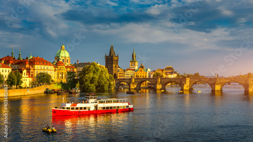 Charles Bridge, Old Town and Old Town Tower of Charles Bridge, Prague, Czech Republic. Prague old town and iconic Charles bridge, Czech Republic. Charles Bridge (Karluv Most) and Old Town Tower.